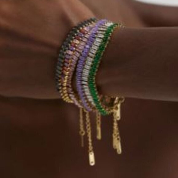 Gold Plated Stainless Steel with Baguette Cubic Zirconia - Picture 11 of 13